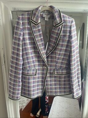 House of Harlow 1960 Multicolor Tweed Blazer with Black Trim